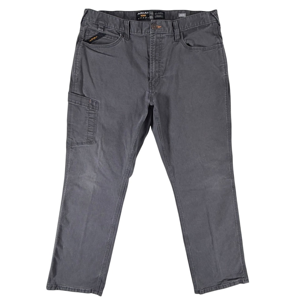 Ariat Rebar M4 Relaxed Straight Leg Work Pants Gray Utility Canvas Mens 36x30